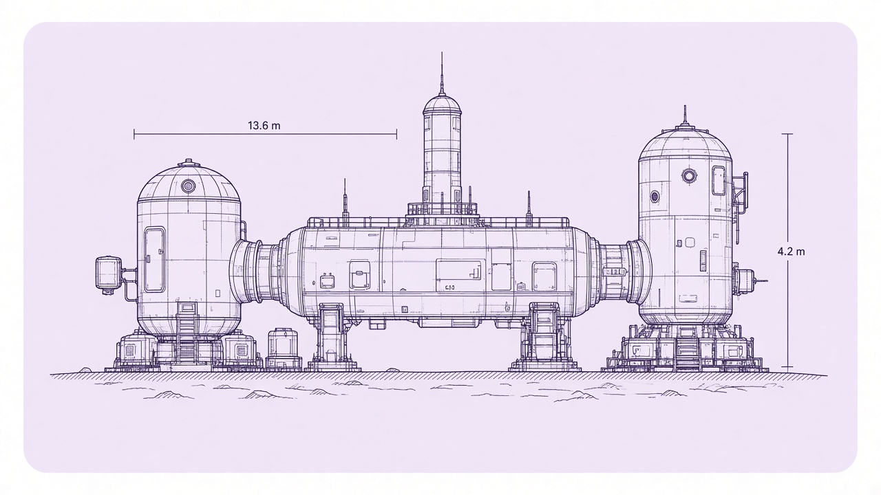 Architectural elevation of an Outpost Kits habitat